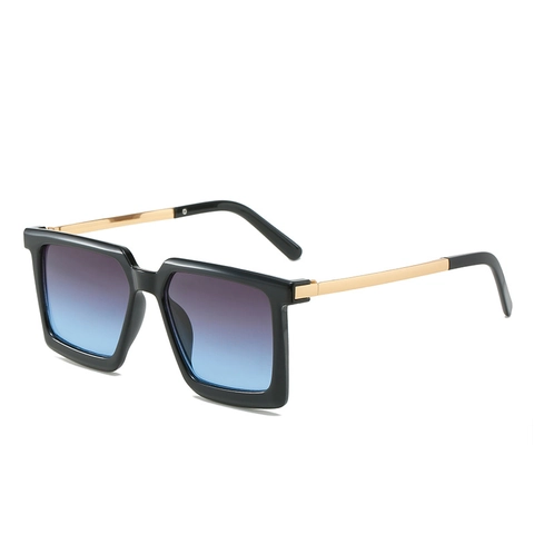 Square Frame Sunglasses PC Metal Temple UV400 Protection Gradient Lenses Retro Oversized Fashion Eyewear Men Women