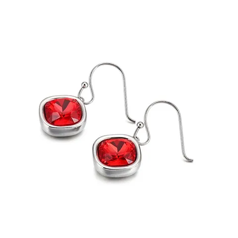 Geometric Square Cut Zircon Drop Earrings 316L Stainless Steel Faceted Colorful Crystal Dangle Earrings For Women