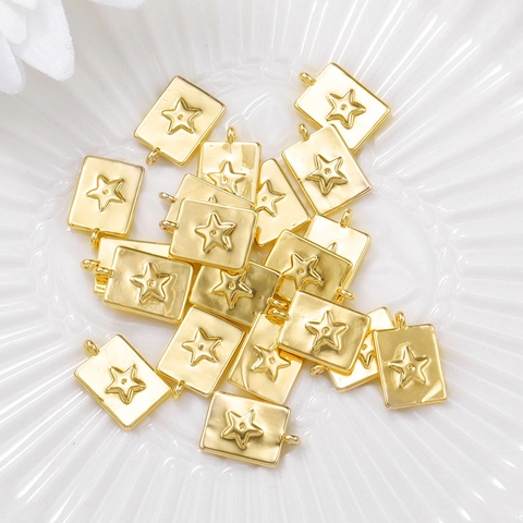 Gold Plated Copper DIY Jewelry Charms Pendants Embossed Bee Star Cross Clover Designs For Necklace Bracelet Making