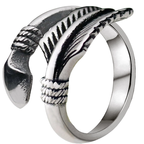 Vintage Alloy Feather Arrow Open Adjustable Ring Retro Hip Hop Wing Punk Fashion Finger Ring For Men Women Jewelry Gift