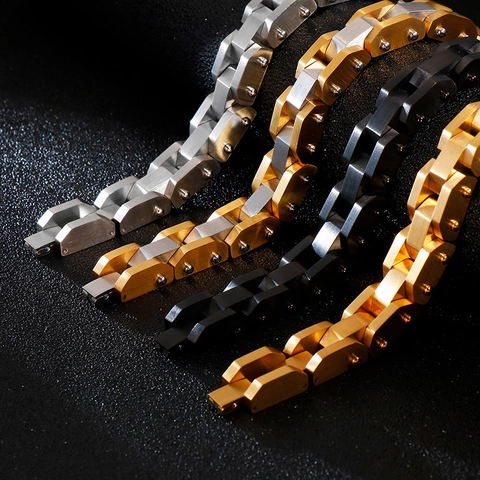 Bracciale Da Uomo In Acciaio Inossidabile Stile Industriale Catena Meccanica Gioielli Punk Heavy Metal