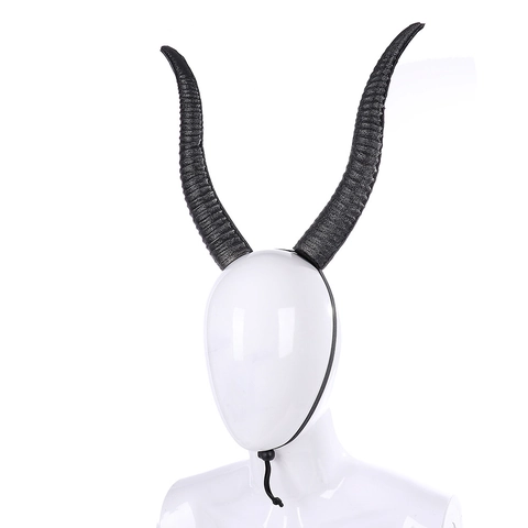 Teufelshörner Kopfschmuck Schaumstoff Schafshorn Stirnband Verstellbar Halloween Cosplay Karneval Party Kostüm Zubehör Schwarz