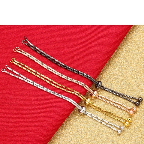 Chaîne De Base De Bracelet Réglable En Laiton Avec Fermoir Coulissant Chaîne De Boîte Semi Finie Pour Bijoux DIY