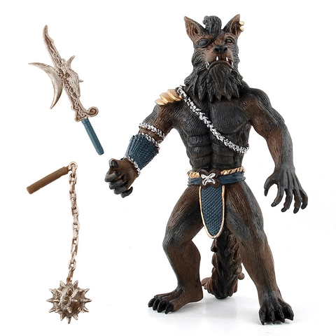 Werewolf Warrior Action Figure Solid Plastic Simulation Model Mythical Creature Fantasy Collectible With Halberd Flail