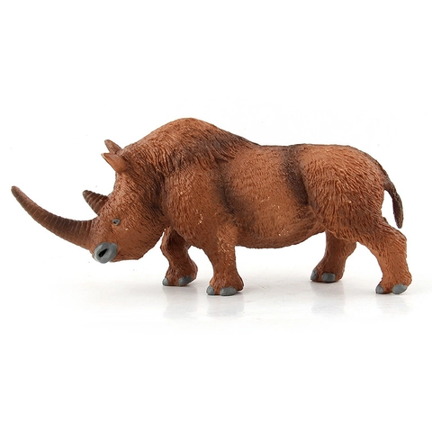 Realistisches Wollnashorn Simulationsmodell Festes Kunststoff Prähistorisches Wildtier Figur Pädagogisches Spielzeug Ornament
