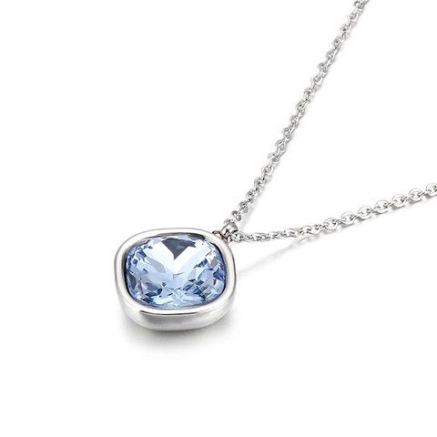 Collar Con Colgante De Cristal Corte Cojín Acero Inoxidable Joyería Geométrica Simple Moda Elegante Para Mujer