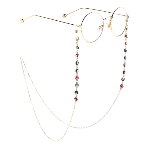 Evil Eye Glasses Chain Metal Colorful Enamel Charms Eyewear Lanyard Anti-Lost Sunglasses Strap Holder For Women