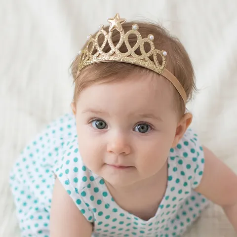 Baby Krone Stirnband Glitzer Stern Strass Elastisches Haarband Geburtstag Party Fotografie Requisite Kleinkind Mädchen