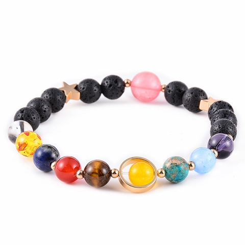 Solar System Planetary Bracelet Natural Stone Lava Rock Beaded Healing Essential Oil Diffuser Jewelry For Men Women