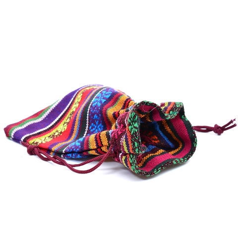 Ethnic Style Cotton Drawstring Bag Woven Stripe Geometric Pattern Pouch For Jewelry Gift Packaging Small Storage Organizer