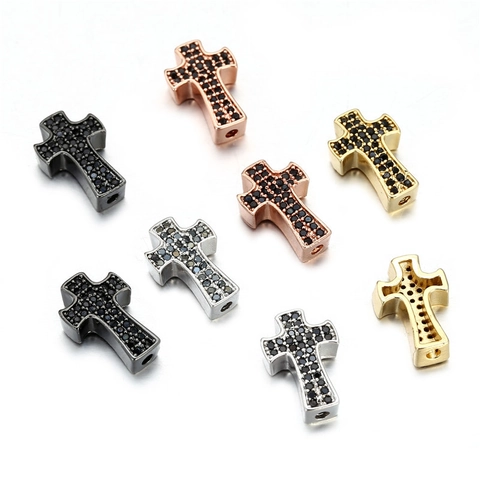Perle Distanziatrici A Croce In Rame Con Zirconi Micro Intarsiati Accessorio Punk Per Creazione Gioielli DIY