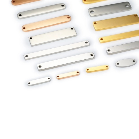 304 Stainless Steel Bar Charms Mirror Polished Rectangular Oval Pendants For DIY Jewelry Making Blank Tags