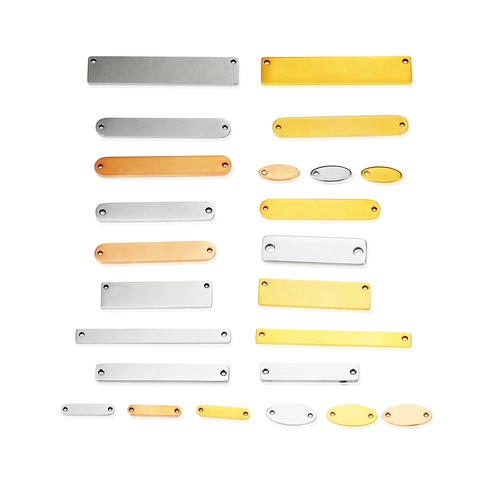 304 Stainless Steel Bar Charms Mirror Polished Rectangular Oval Pendants For DIY Jewelry Making Blank Tags