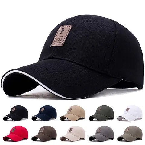 Cotton Baseball Cap Adjustable Outdoor Sport Sun Hat With Leather Patch For Men Women Casual Breathable Fashion