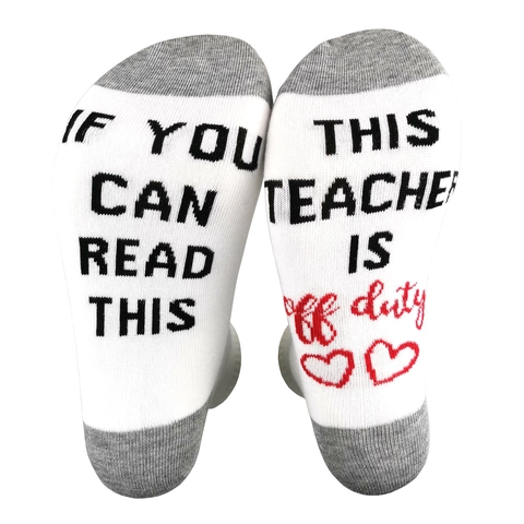 Funny Novelty Crew Socks Combed Cotton Breathable Nurse Teacher Off Duty Design Gift Idea For Professionals