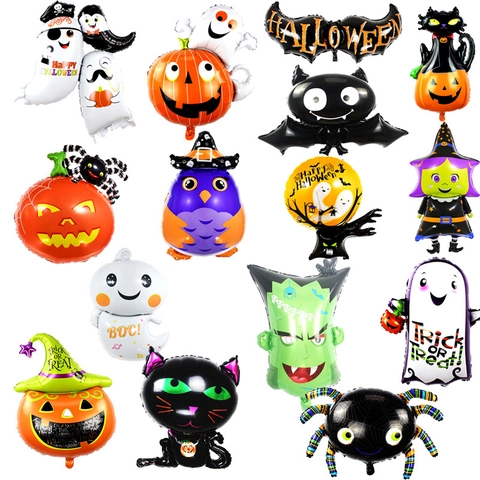 Halloween Aluminum Foil Balloons Pumpkin Ghost Spider Witch Bat Shape Cartoon Party Supplies Decorations Foil Mylar Novelty