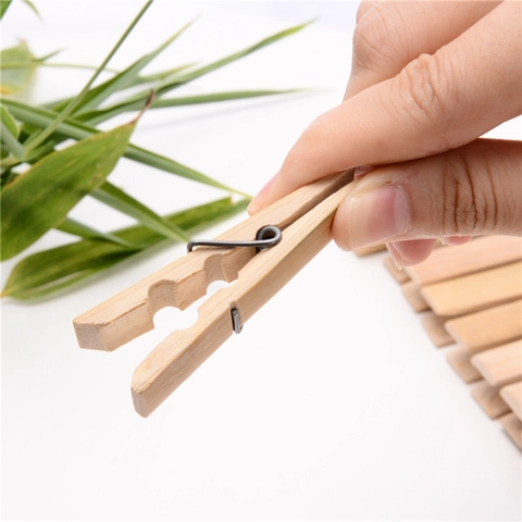 Pinzas Para Ropa De Bambú Resistentes Al Viento Madera Natural Para Lavandería Calcetines Fotos Snacks Hogar