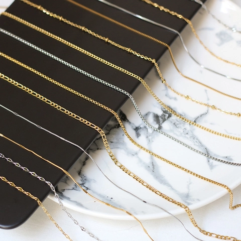 Roestvrijstalen Halskettingen Titanium Staal Vervaagt Niet Doos Golf Lip Slang Figaro Tarwe Ketting DIY Sieraden Dames Heren