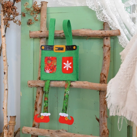 Sacchetto Regalo Di Natale Design Pantaloni Elfo Feltro Decorazione Sospesa Per Festa Casa Centro Commerciale Ornamento