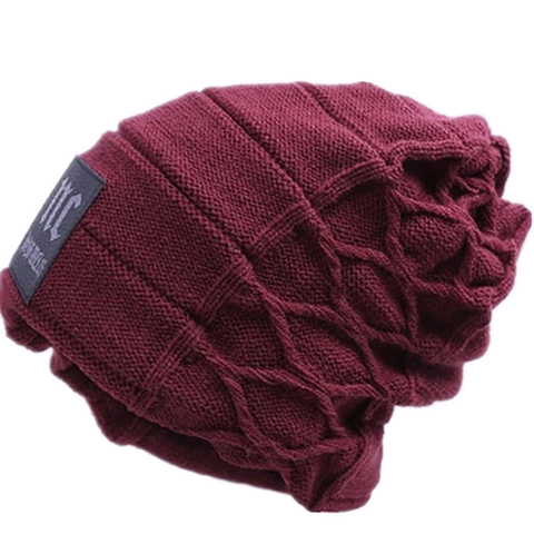Winter Knitted Beanie Hat Fleece Lined Thickened Warm Skull Cap Letter Label Solid Color Casual Men Women