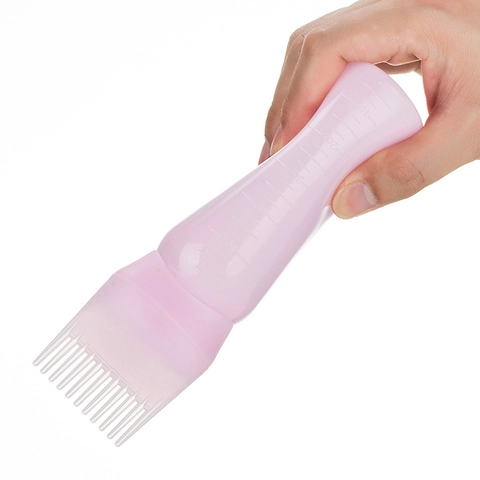 Plastic Hair Dye Squeeze Bottle With Root Comb Applicator Graduated Refillable For Salon DIY Coloring Hairdressing Tool