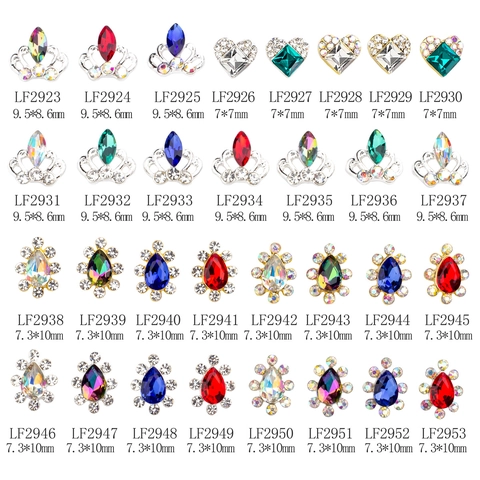 Ciondoli Per Nail Art In Lega Corona Cuore Goccia Forme Strass K9 Cristallo Manicure Decorazioni Sposa Lusso Scintillante
