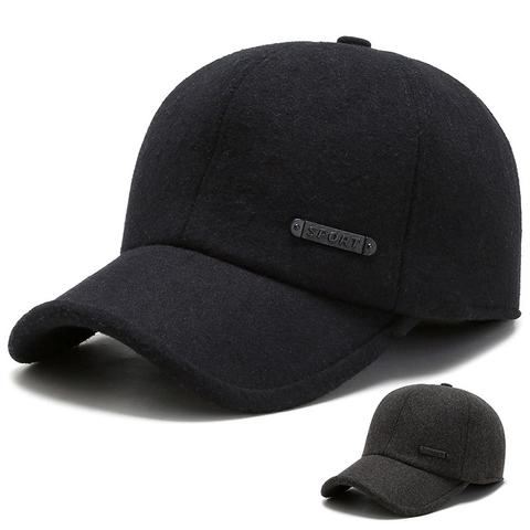 Herren Winter Baseballkappe Wollene Verdickte Warme Ohrenschutz Outdoor Lässig Verstellbare Sporthut