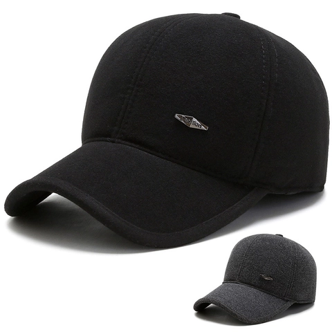 Cappello Da Baseball Invernale Da Uomo Tessuto Di Lana Caldo Con Protezione Per Le Orecchie Regolabile Sport All'Aperto