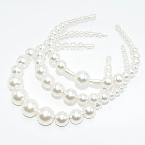Elegant Artificial Pearl Headband Hair Hoop Faux Artificial Pearl Gradient Size Handmade Bridal Wedding Party Daily Hair Accessories For Women