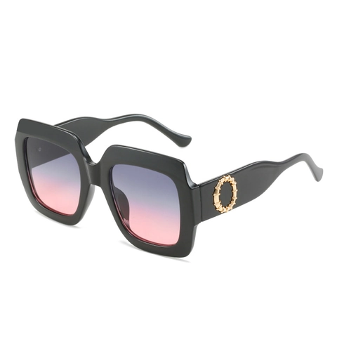 Oversized Square Sunglasses For Women Men PC Frame Gradient Lens UV400 Retro Fashion Outdoor Shades With Metal Circle