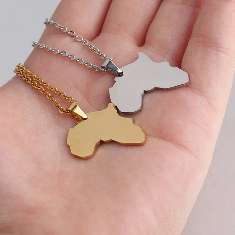 Collar Colgante Mapa De África Acero Inoxidable 304 Pulido Espejo Chapado En Oro De 18k Joyería Étnica Hip Hop Unisex