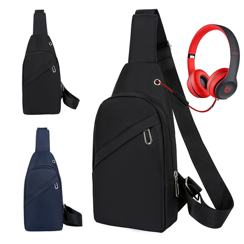Herren Sling Bag Wasserdichtes Nylon Crossbody Brusttasche Mit Kopfhöreranschluss Reise Sport Freizeit Schultertasche