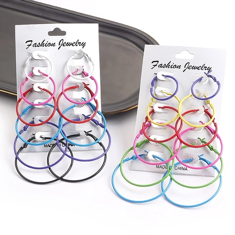 Orecchini A Cerchio Lega Laccata Geometrica Circolare Moda Punk Rock Retro Accessori Gioielli Minimalisti