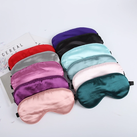 Satin Sleep Eye Mask Blackout Blindfold Soft Smooth Faux Satin Cover For Sleeping Travel Office Nap Adjustable Strap