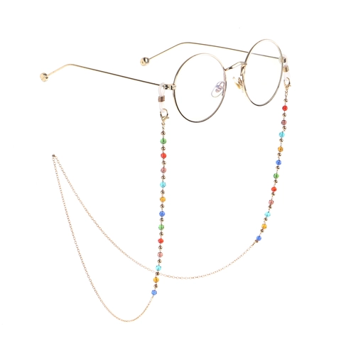 Brillenkoord Kleurrijke Kristallen Kralen Metalen Lanyard Antislip Brilhouder Multifunctionele Mode Accessoire Voor Dames