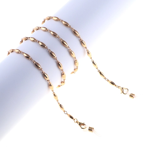 Glasses Chain Metal Alloy Golden Oval Beads Anti-slip Eyewear Retainer Holder Neck Cord Fashion Elegant For Women