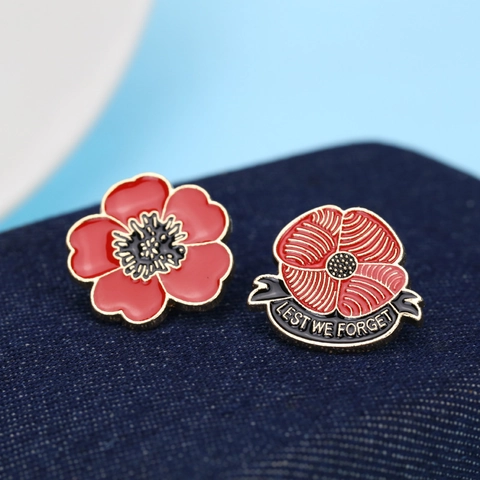 Spilla A Fiore Di Papavero Rosso Lega Smalto Giorno Del Ricordo Lest We Forget Pin Da Bavero Per Uomini E Donne Novità