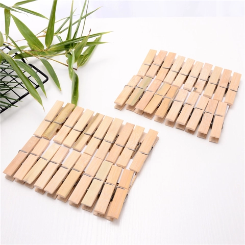 Natural Bamboo Wooden Clothes Pegs Windproof Laundry Clips For Drying Socks Clothes Durable Home Multipurpose