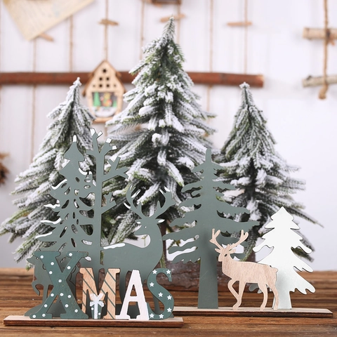 Weihnachts Tischdeko Holz Rentier Elch Tannenbaum XMAS Schriftzug Silhouette Tischdekoration Nordisch DIY Party
