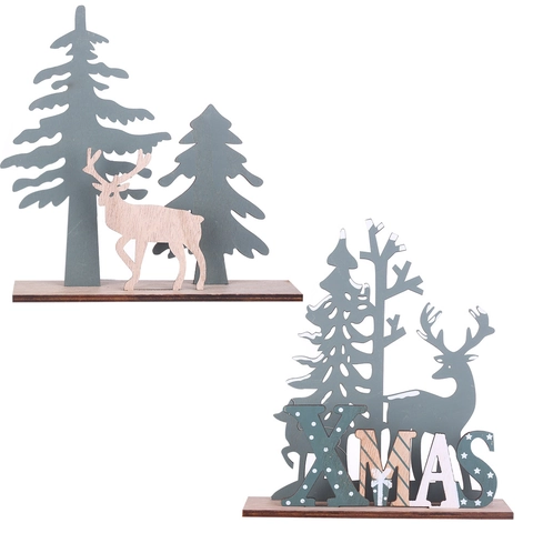 Weihnachts Tischdeko Holz Rentier Elch Tannenbaum XMAS Schriftzug Silhouette Tischdekoration Nordisch DIY Party