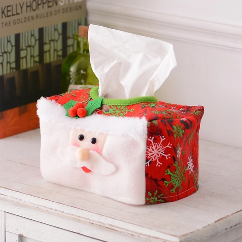 Kerst Tissue Box Cover Kerstman Sneeuwpop Pluche Desktop Decoratie Vakantie Ornament Huis Feest Accessoire