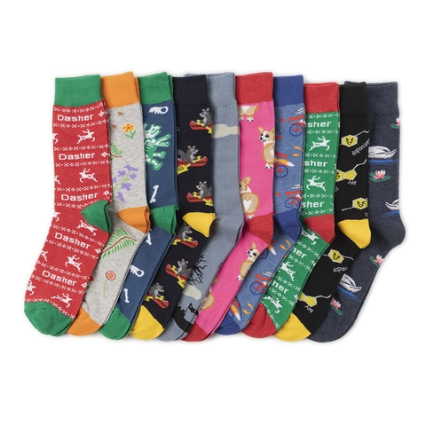 Novelty Crew Socks Cotton Cartoon Animal Chemistry Pattern Breathable Mid Calf Hosiery For Men And Women