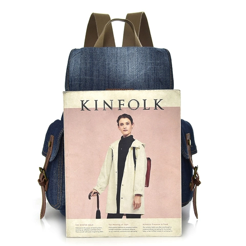 Zaino In Denim Retrò Grande Capacità Vintage Casual Viaggio Scuola Tasche Multiple Finiture In Ecopelle Uomo Donna