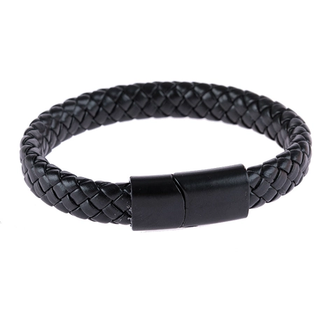 Bracciale In Pelle Intrecciata Da Uomo Con Chiusura In Metallo Magnetico Stile Vintage Gioielli Casual Retrò