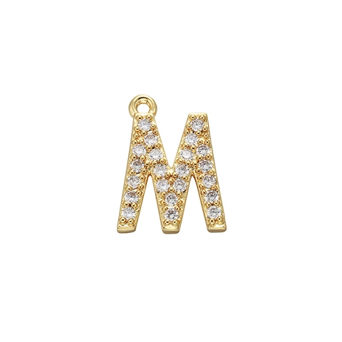Colgante Letra Alfabeto Circón Micro Pavé Brillante Latón Chapado En Oro Accesorios Joyería DIY