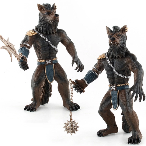 Werewolf Warrior Action Figure Solid Plastic Simulation Model Mythical Creature Fantasy Collectible With Halberd Flail