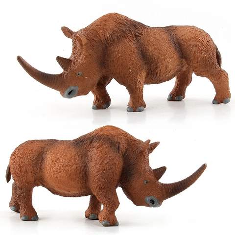 Realistic PVC Woolly Rhinoceros Simulation Model Solid Prehistoric Animal Figure For Kids Early Education Cognitive Toy Home Decor