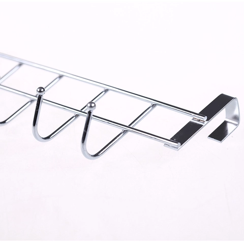 Over Door Hook Rack Stainless Steel Multi Hooks Nail Free Cabinet Hanging Organizer For Kitchen Bathroom Silver Modern
