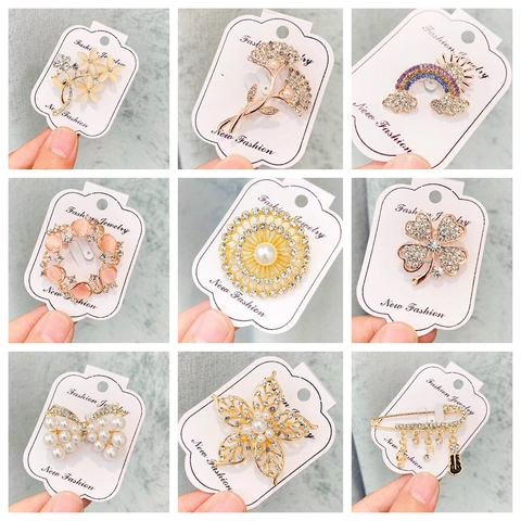 Fashion Brooch Pin Alloy Rhinestone Faux Artificial Pearl Flower Animal Geometric Shape Elegant Jewelry Accessory For Women Gift