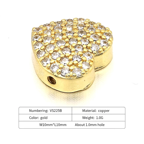 Conector De Cuentas Deslizantes De Corazón Cobre Micro Pavé Circonita Cúbica CZ Accesorio Joyería DIY Estilo Elegante Brillante
